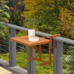 Balkongbord Hängbord Teak av Furu för Balkong Fällbart och Höj och Sänkbart Bord Rymmer upp till 20 kg 68 x 65 cm