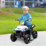 Elektrisk Fyrhjuling Barnbil 12V Quad med Musik och Ljus Vit av Metall och Plast för Barn 3-5 År Barnfordon Hastighet 5 km/h