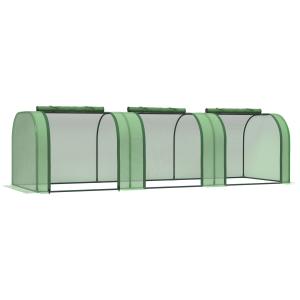 Polytunnelväxthus med 3 Rulldörrar, Robust Presenning, Stålram, Grön, 2,95 x 1 x 0,8 m