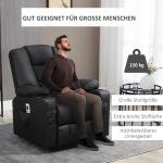 Massagestol Relaxstol Svart av Konstläder och Metall för Vardagsrum med Ståhjälp och Liggfunktion USB Port upp till 150 kg