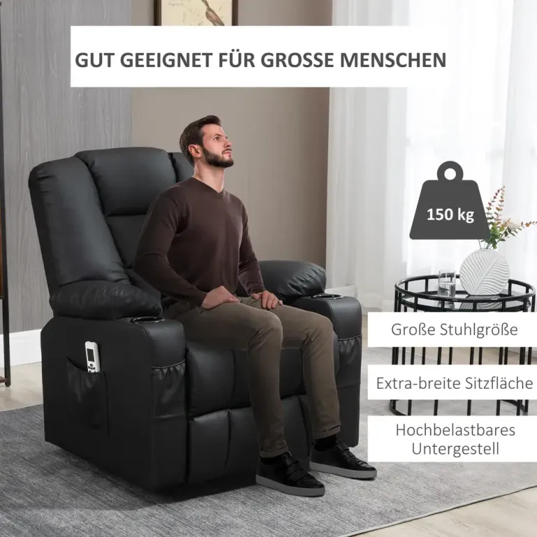 Massagestol Relaxstol Svart av Konstläder och Metall