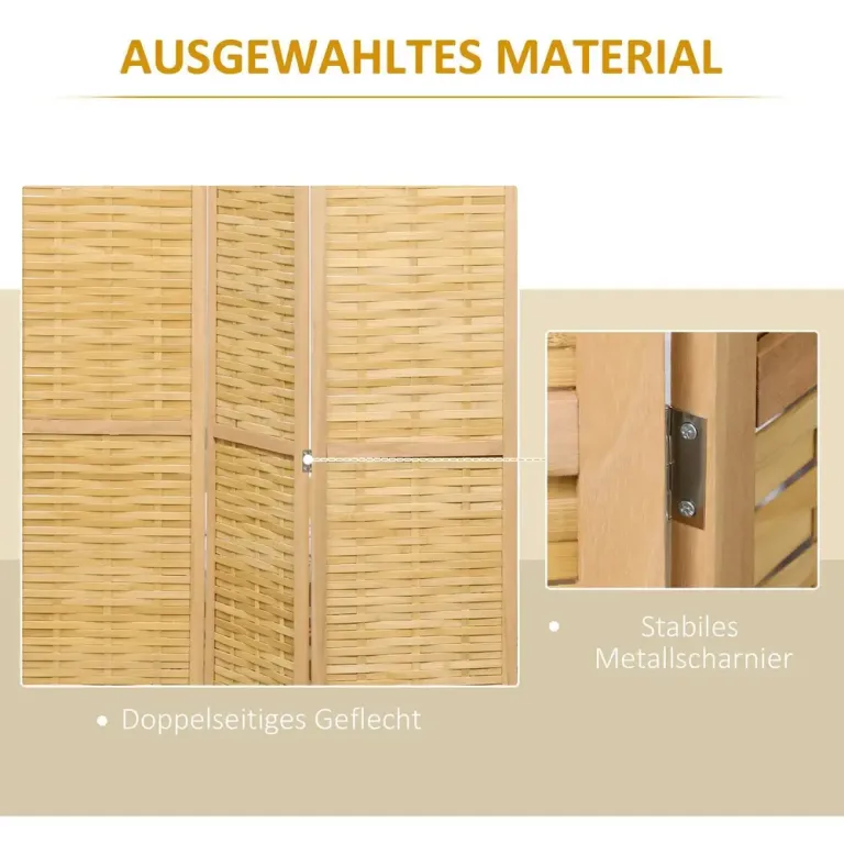 Vikbar Rumsavdelare i Bambu, 3 Paneler, 120x170 cm, Natur