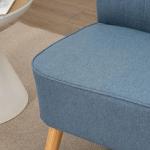 Soffa Loveseat 2-Sits Blå av Tyg med Linnelook och Trä för Vardagsrum Dubbelsoffa med Träben Lastkapacitet upp till 150 kg 117 x 56,5 x 77 cm