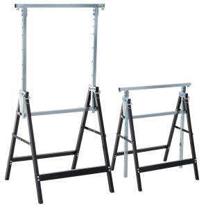 Ställningsbock 2-Pack Hopfällbar Höjdjusterbar Stål Robust för Byggarbete upp till 200 Kg Svart 68 X 58 X 80-130 Cm