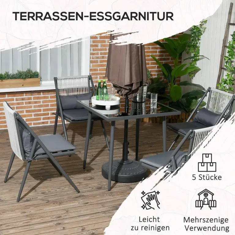 Trädgårdsmöbelset Sittgrupp Mörkgrå av Polyester och Metall