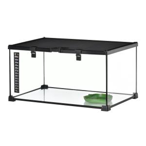 Terrarium Reptilmatningslåda Transparent av Glas för Reptiler och Amfibier Reptiluppfödningslåda med Termometer Säker 50 x 30 x 25 cm