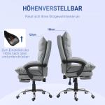 Kontorsstol Chefsstol Ljusgrå av Tyg och Metall för Kontor Ergonomisk med Liggfunktion och Fotstöd 135 kg