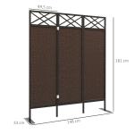 Rumsavdelare/Paravant, Vintage Design, 3-paneler, Brun + Svart, 148 x 33 x 181 cm