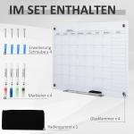 Whiteboard med Pennhållare och Sudd, Magnetisk Skrivtavla för Kontor och Skola, Inkluderar 4 Pennor och Monteringstillbehör, Vit, 90 x 60 cm