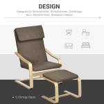 Avkopplingsstol Gungstol med Kudde Brun av Björkträ och Linnelook för Vardagsrum och Avkoppling Bekväm Design