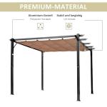 Pergola med Justerbart Tak, Modern Trädgårdspaviljong i Aluminium, Skapar Skugga och Rumskänsla på Uteplatsen, Grå/Brun, 3 x 4 m