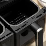 Air Fryer med 2 x 4 L Frityrkorgar, 8 Program, Ljus och Timer, Svart, 38,5 x 38 x 30,5 cm