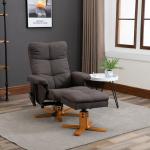 Massagestol med Pall och Förvaring, Bekväm TV-Stol med Massagefunktion, Justerbar Relaxfåtölj i Tyg, Brun, 80 x 86 x 99 cm