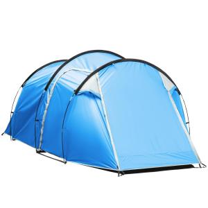 Tunneltält Campingtält Ljusblå av Glasfiber och Polyester för Utomhusäventyr 2-3 Personer med Pinnar Vattentät 426 x 206 x 154 cm