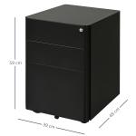Rullcontainer Mobilt Arkivskåp 3 Lådor Kontorsskåp Stål för Hemmakontor Svart 39 X 48 X 59 Cm