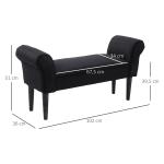 Sängbänk, Tidlös Design, Mjuk Klädsel, upp till 130 kg, Svart, 102 x 36 x 51 cm
