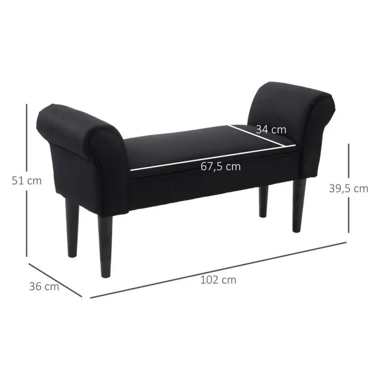 Sängbänk Tidlös Mjuk Klädsel Upp till 102 x 36 x 51 cm