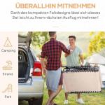 Solstol Solsäng Hopfällbar Beige av Tyg och Metall för Trädgård och Strand Väderbeständig Säng med Sidficka 130 kg