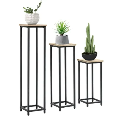 Blomställ i Metall 3-Pack Dekorativa Växtställ för Krukor