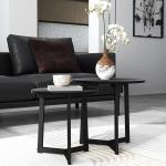 Soffbord Sidobord Svart av Stål för Vardagsrum Set om 2 Runda Bord i Modern Design 35 kg