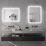 Badrumsspegel med LED-belysning och Memory-funktion för Väggmontering Ergonomisk och Elegant Silver Glas med 3 Ljusfärger 90 x 70 cm