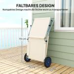 Solstol Trädgårdsstolar Set med 2 Beige av Tyg ve Metall för Trädgård ve Pool Hopfällbara Stolar med Kuddtak 120 kg