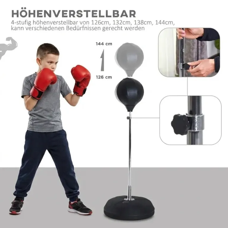 Boxningsset med Stansboll Höjdjusterbar 126–144 cm