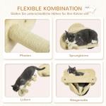 Kattklättervägg Klösträd Beige av Plysch och Sisal för Aktivt Lek 4 Delar med Stege och Hoppplattformar Hängmatta