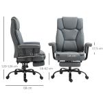 Kontorsstol med Liggfunktion och Nackstöd Ergonomisk Skrivbordsstol Fällbart Ryggstöd 150° Upp till 135 Kg Grå