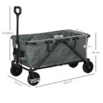 Hopfällbar Trädgårdsvagn Transportvagn med Avtagbar Presenning, 120 kg, 160 L, Mörkgrå