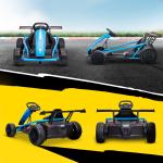 Elbil Go-kart 24V Blå Metall och Plast för Barn 8-12 År Elektrisk Bil med Driftläge och Musik Säkerhetsbälte Rolig Körning