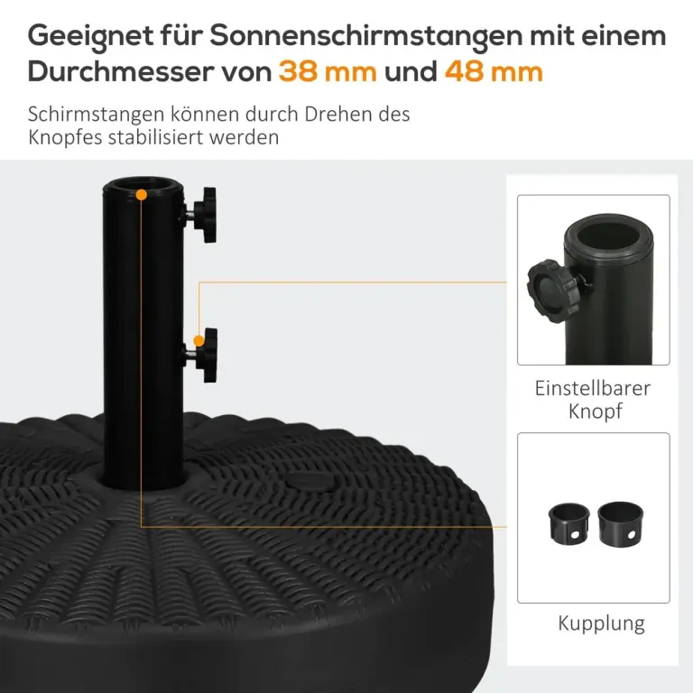 Parasollställ Parasollfot Svart av Hdpe 51 x 36 cm