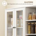 Köksskåp med Glasdörrar Vit MDF för Kök och Matsal Rymligt Vitrinskåp med Öppna Hyllor och Skåp Klassisk Design för Porslin och Glas 172 cm Högt
