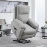 Massagestol TV-Fåtölj Grå av Tyg och Metall för Vardagsrum med Ståstöd och 8 Massagepunkter Fjärrkontroll 89 x 99 x 103 cm