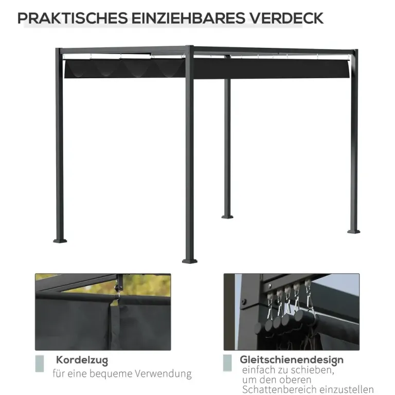 Pergola med Tak Trädgårdspaviljong i 298 x 213 x 221 cm