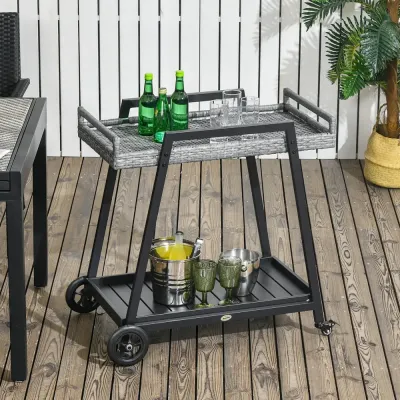 Serveringsvagn Trädgårdsvagn Grå av Stål och Utomhusbar