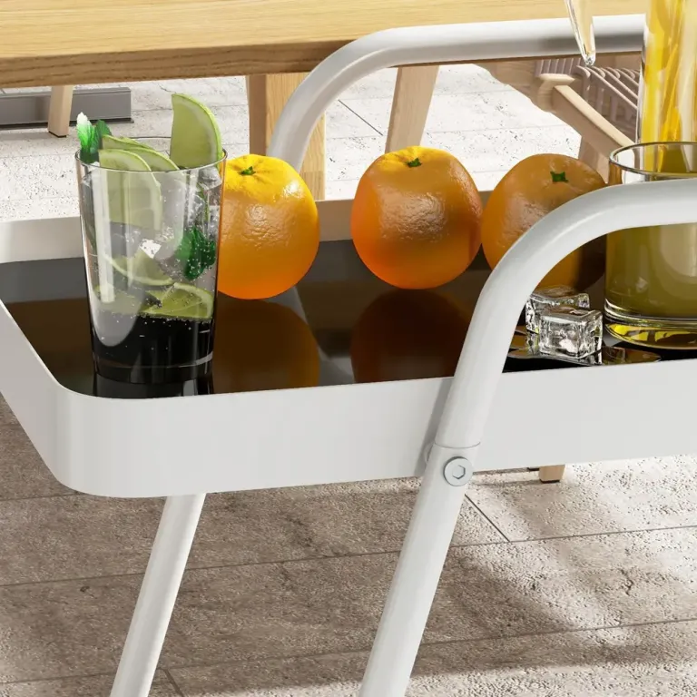 Serveringsvagn Utomhusvagn Svart Vit 86,5 x 51 x 78 cm