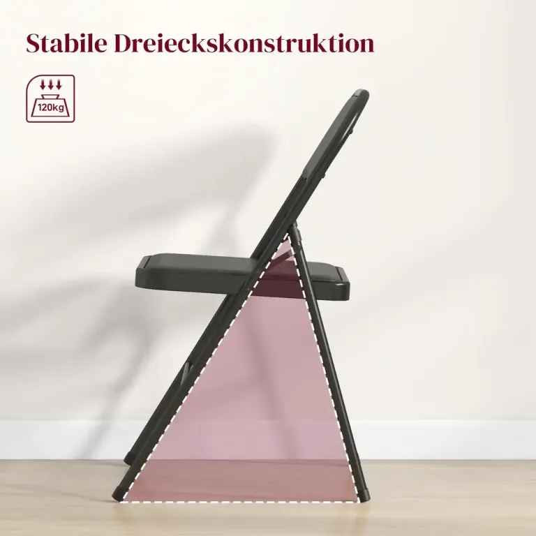 Hopfällbar Stol 2-pack Konstläder Metallram Svart