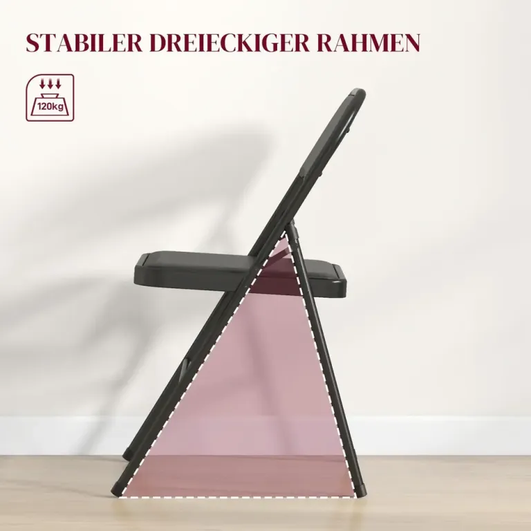 Hopfällbar Stol 4-pack Konstläder Metallram Svart
