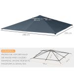 Paviljontak Prisvärd Mörkgrå Polyester för Trädgårdspaviljong som Reservtak för Skydd och Vila i Trädgården 2,98 x 2,95 m