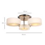 LED Taklampa 3-Lampa E27 40 W Krom och Akryl Varmvit Modern för Vardagsrum Ø64 X H20 Cm