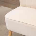 Soffa Loveseat 2-Sits Krämvit av Tyg med Linnelook och Trä för Vardagsrum Dubbelsoffa med Träben Lastkapacitet upp till 150 kg 117 x 56,5 x 77 cm