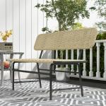 Trädgårdsbord Balkongbord Grå av Stål och Trälook för Trädgård och Terrass Matbord för 6 Personer Väderbeständigt 145 x 85 cm