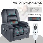 TV-Stol Massagestol Svart av Tyg och Metall för Vardagsrum Elektrisk med Ståhjälp och Värmefunktion Fjäderkärna