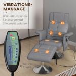 TV-Fåtölj Relaxstol Mörkgrå av Linne och Metall för Vardagsrum Elektrisk med Fotpall och Vibrationsmassage