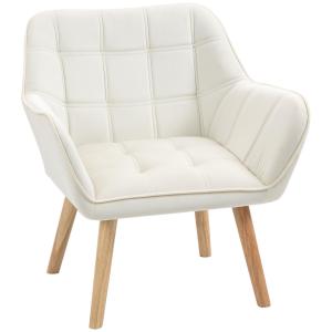 Enkelfåtölj Relaxfåtölj Kräm av Sammet och Trä för Vardagsrum och Sovrum Stoppad Fåtölj med Upphöjda Ben 64 x 62 x 72,5 cm