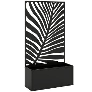 Odlingslåda med Spaljé Svart Metall för Balkong och Uteplats med Insynsskydd Robust Blomlåda 61x23x113 cm