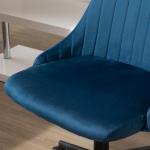Ergonomisk Kontorsstol i Blått Tyg, Justerbar Snurrstol för Vardagsrum och Kontor, Bekväm Arbetsstol i Modern Design, Blå
