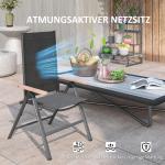 Trädgårdsstol Altanstol Hopfällbar Svart av Stål ve Tyg för Trädgård ve Balkong Högryggad Stol med Armstöd 60 x 73 x 108 cm