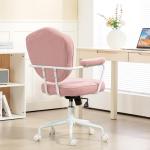 Kontorsstol Skrivbordsstol Rosa av Teddyfleece och Metall för Hemmakontor Ergonomisk med Vippfunktion